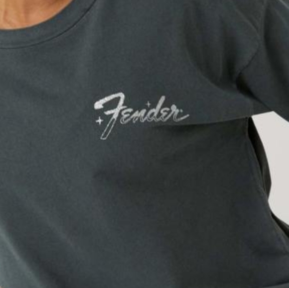 NWT Daydreamer Fender Fullerton CA Glitter Merch Tee in Forest Pigment - Picture 3 of 9